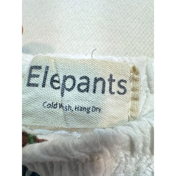 Elepants Women's Boho Harem Hippie Pants Cold Wash White Blue Floral Stretch - Picture 3 of 16